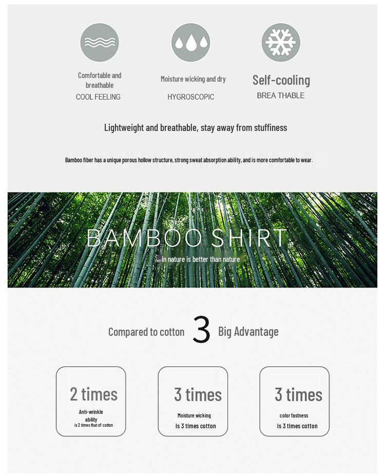 Men's Bamboo Fiber Summer Shirt - Breathable, Wrinkle-Resistant, Elastic, High-End Business Style