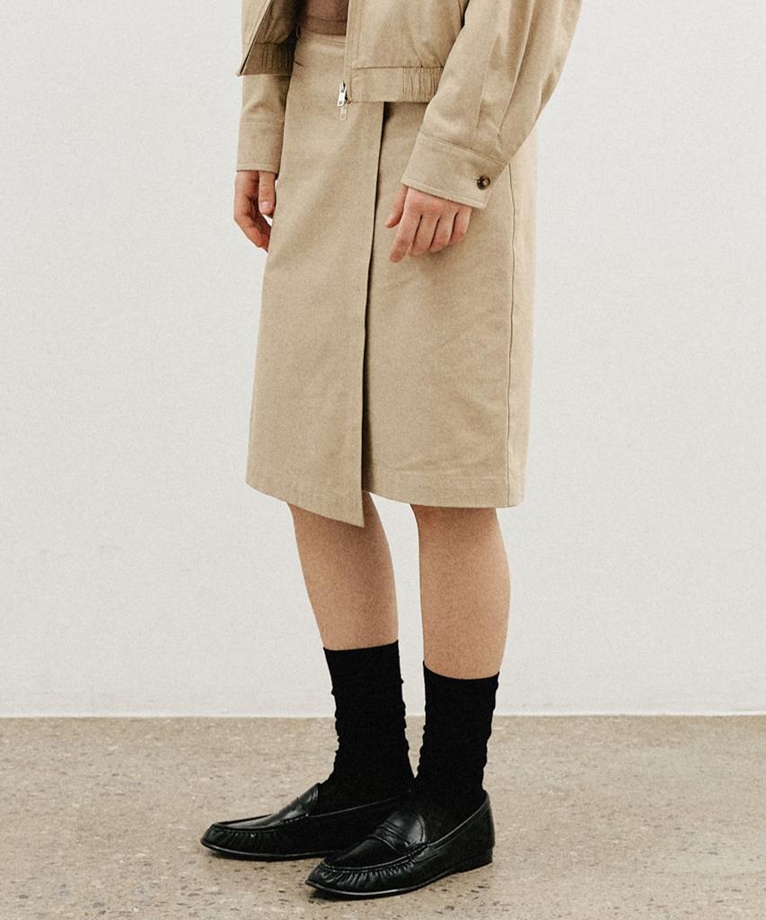 Artid Wrap Pocket Midi Skirt_Beige