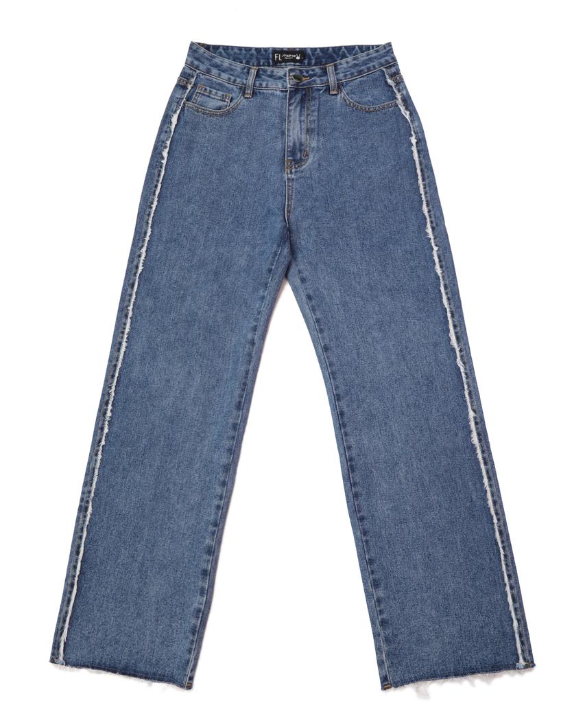 Pipilapin Women'S Cut-And-Sew Side Seam Semi-Wide Denim Pants/Fs0Wdp04F Indigo