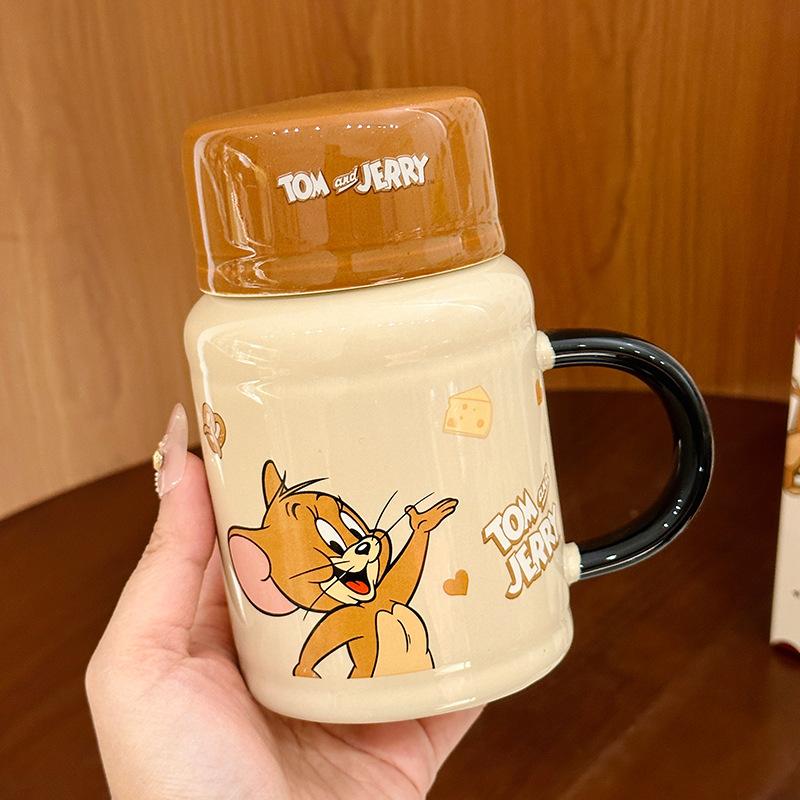 Cat And Mouse Ip Ceramic Straight Cup Creative Design Couple Home Mug Cute Coffee Cup Souvenir 470ml