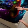 3 Stück Neon Graffiti Gaming Controller Spannbettlaken Glattes Bettlaken Set Lebendiges Gaming-Bett für Teenager-Jungen Queen Size Trendige Zimmerdekoration