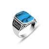 European and American Personality Retro Viking Totem Turquoise Men's Fashion Jewelry Punk Hip Hop Ring Ring