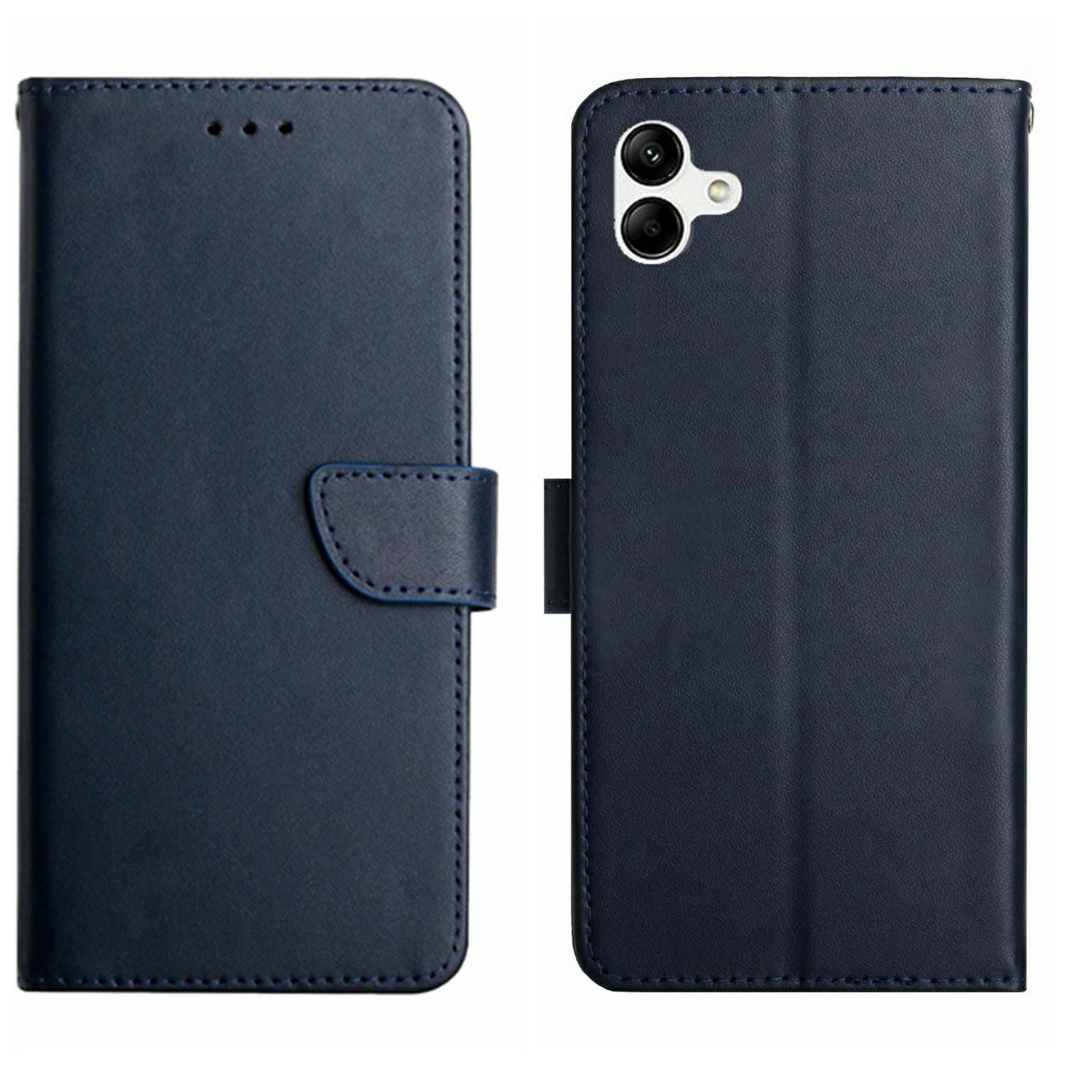 

For Samsung Galaxy A07 Case Genuine Cow Leather Phone Cover Nappa Texture Blue