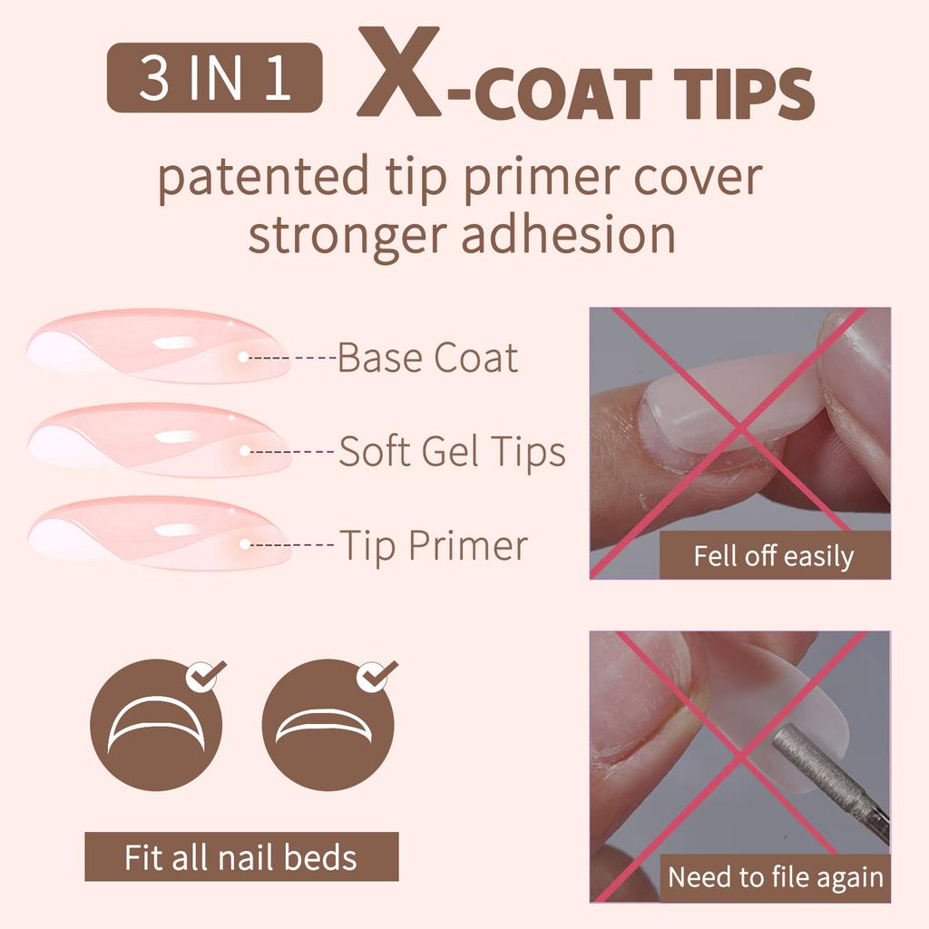 Natural and Stylish French Manicure Nail Tips with Different Sizes Nail Art Tools and Accessories