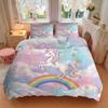 Unicorn Dreams Rainbow Sky Print 3Pcs Bedding Setduvet Cover With 2 Bedropillowcase Home Birthday Gift