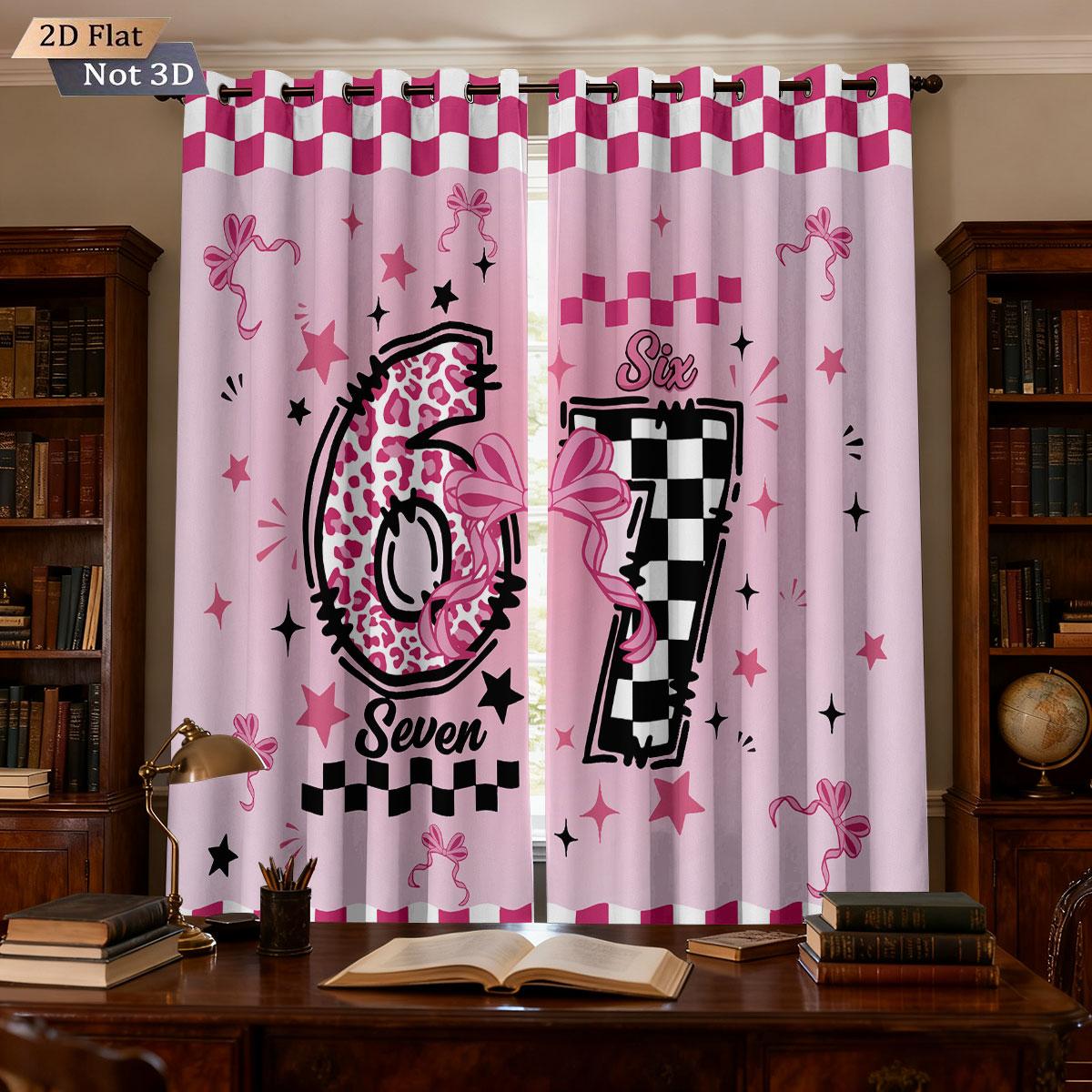 

2pcs checkerboard pattern 67 element print perforated blackout curtains multiple sizes living room bedroom insulation decoration 100*130 HOOK 1pcs