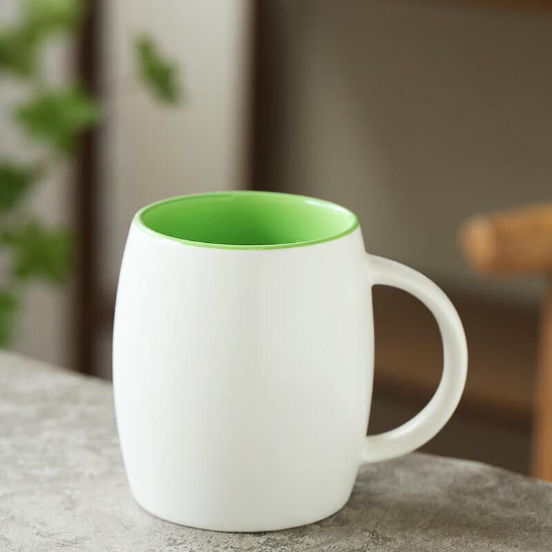 Chaxun Matte White Ceramic Tea Mug with Green Interior