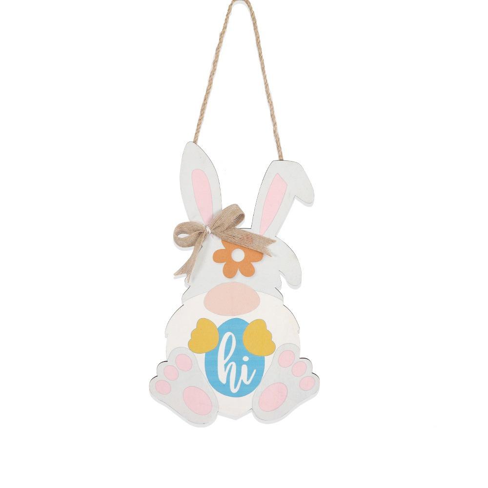 

New Wooden Easter Wooden Sign Happy Easter Bunny Eggs Chick Welcome Wall Plaque Ornaments Spring Door Decoration Indoor Outdoor