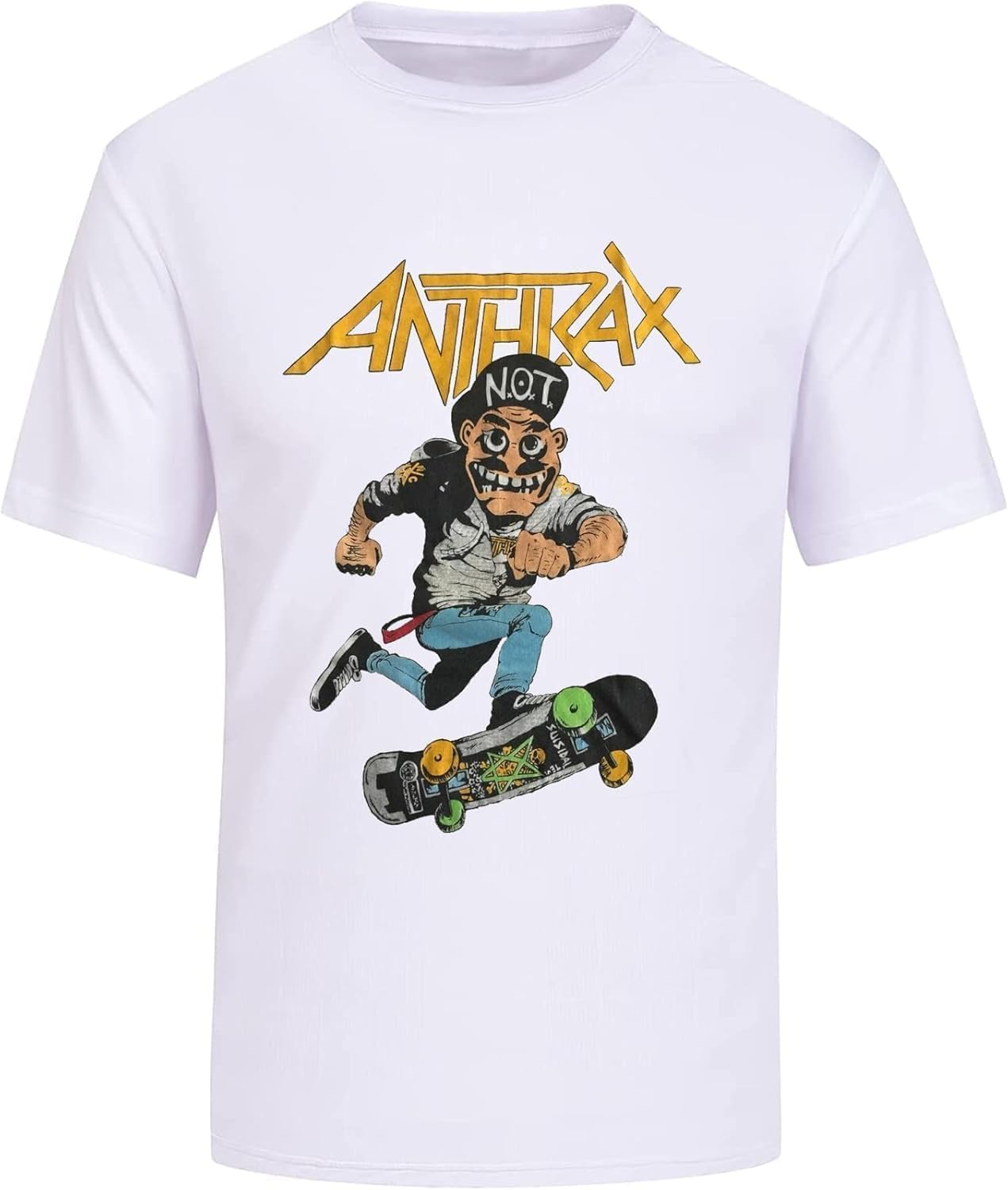 Men s Anthrax T-Shirt Vintage Cotton Shirt Graphic Unisex Casual T-Shirt 4XL белый