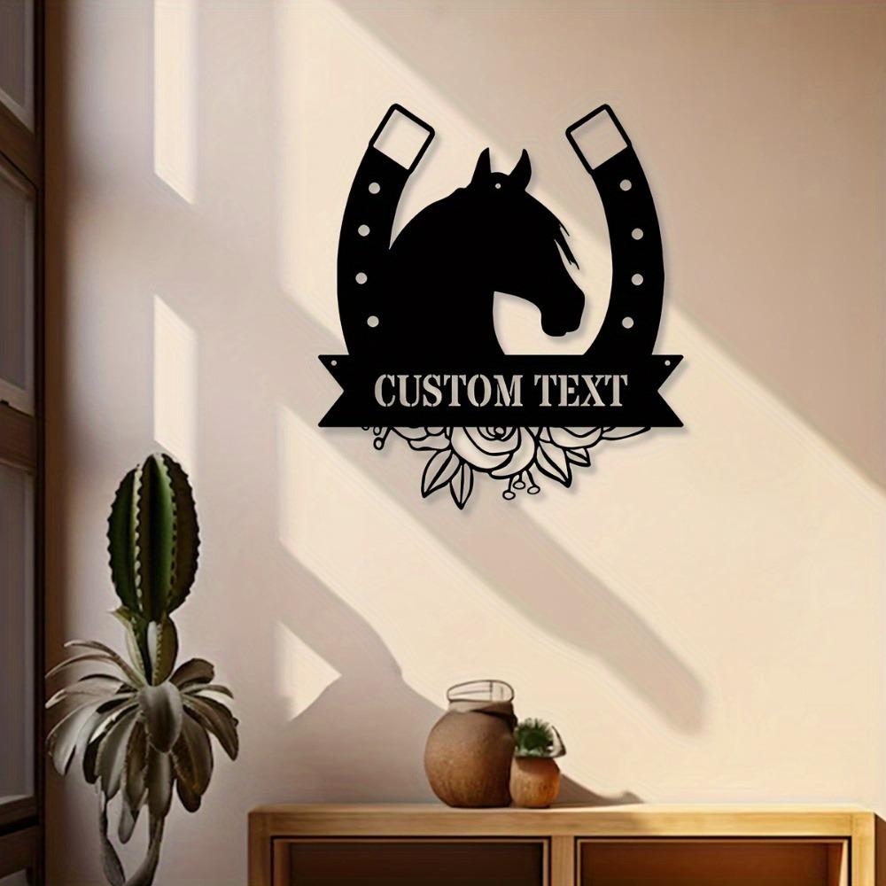 Custom Metal Wall Art Horseshoe Decor Personalized Family Name Sign Home Office Indoor Outdoor
