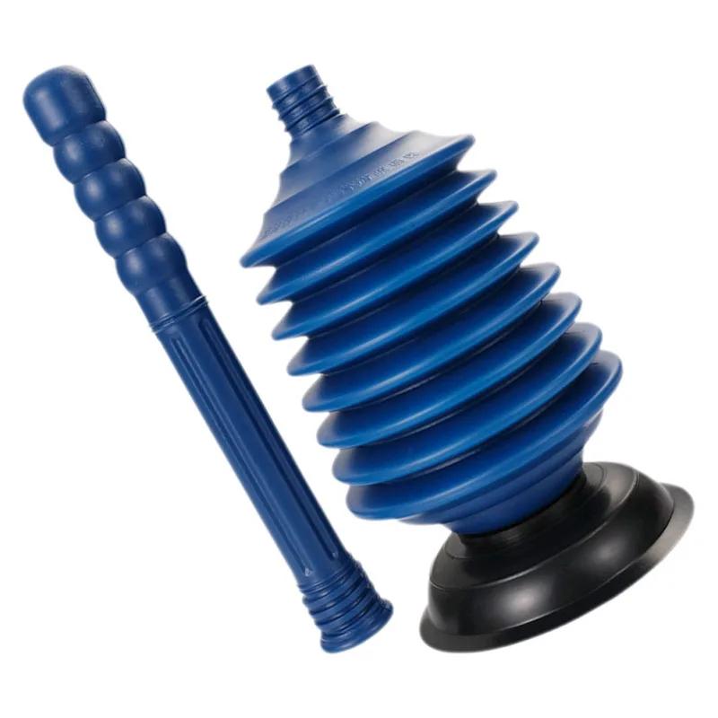 Blue Thickened Bellows Toilet Plunger Heavy Duty High Suction for Apartment Bathroom Clog Cleaning