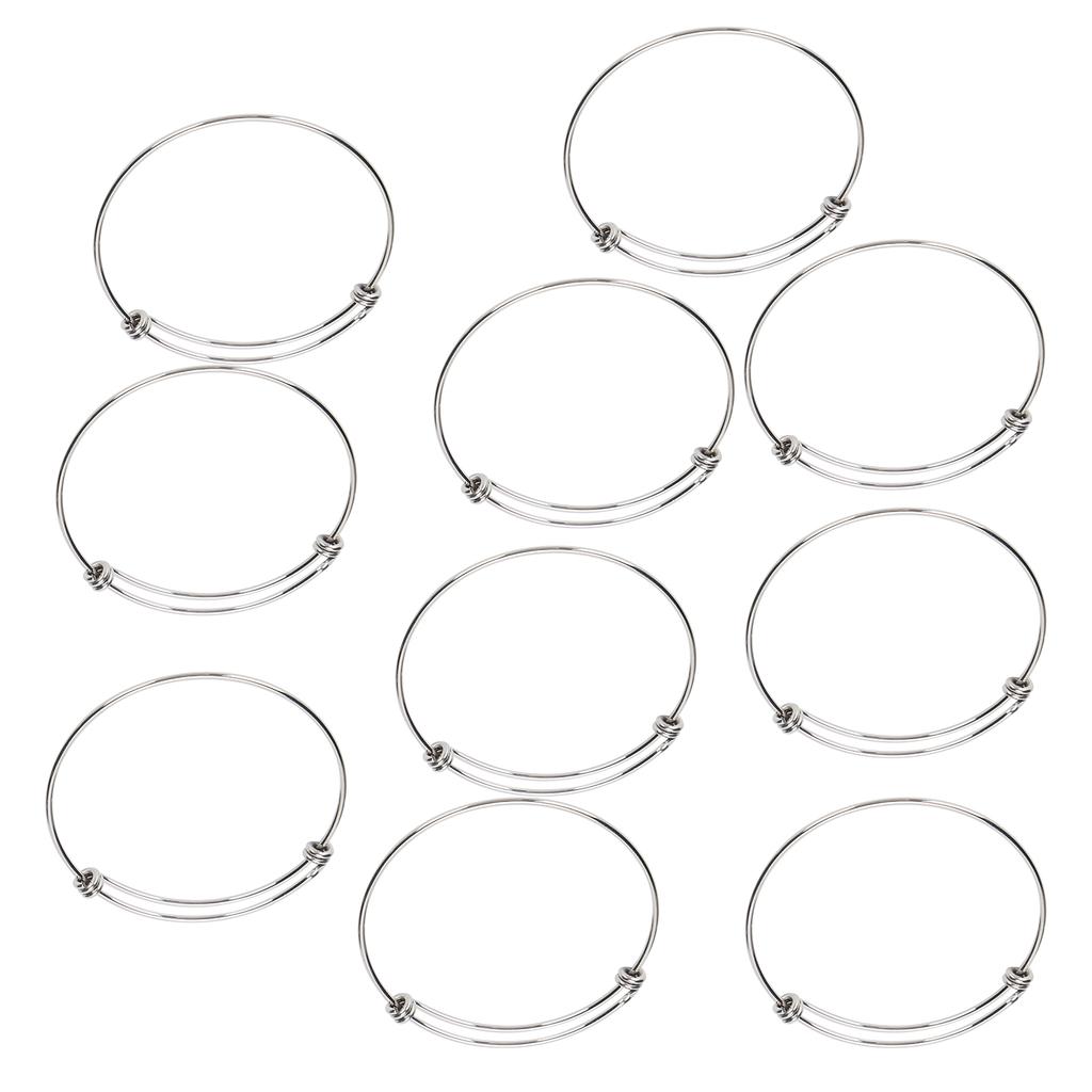 10Pcs Stainless Steel Bangle 1.6mm Adjustable Expandable Coil Bracelet DIY Accessories