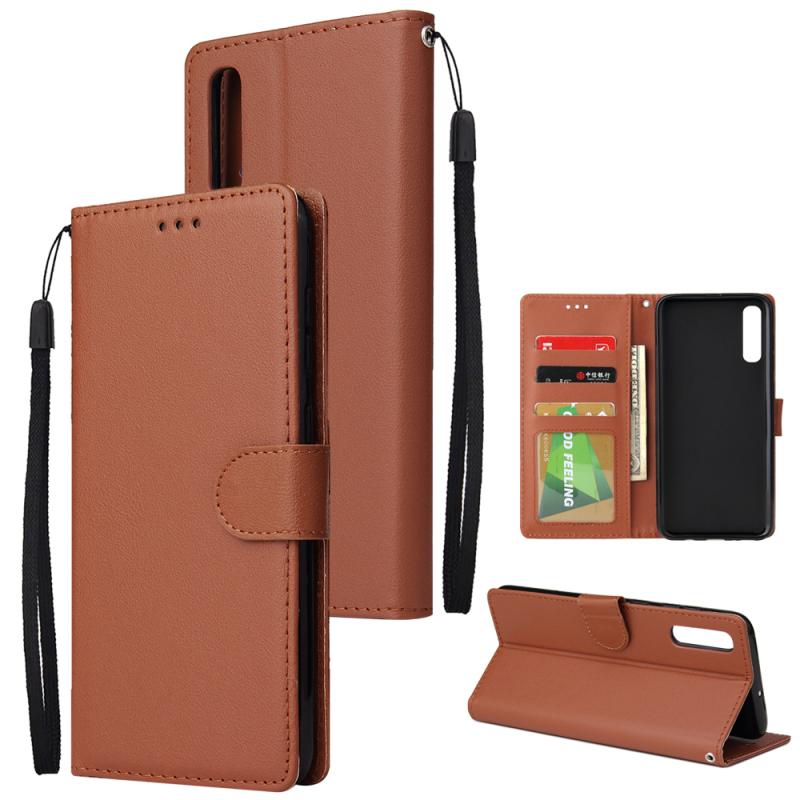 

For Samsung A70 Wallet-type PU Leather Protective Phone Case with Buckle & 3 Card Position Samsung A70 коричневий