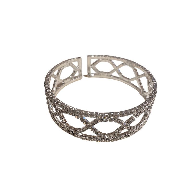 Геометрический Медный Геометрический Открытый Браслет С Искрящимися Кристаллами Для Повседневного Гламура