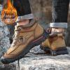 Jesień / zima Skórzane Buty Męskie Buty Turystyczne Wysokie Skórzane Pluszowe Outdoorowe Bawełniane Buty Duży Rozmiar 39-46