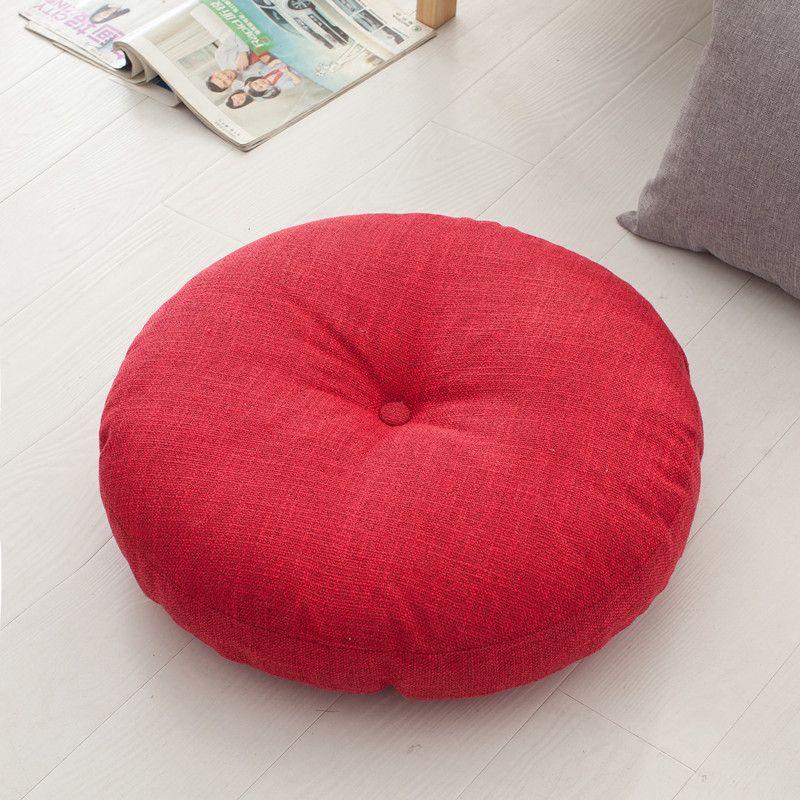 

202507 Cotton Thick Linen Futon Seat with Fabric round Japanese-Style Balcony Bay Window Tatting Mat Rice Window Sill Floor Seat Deep Big Red Diameter 40cm (not detachable)