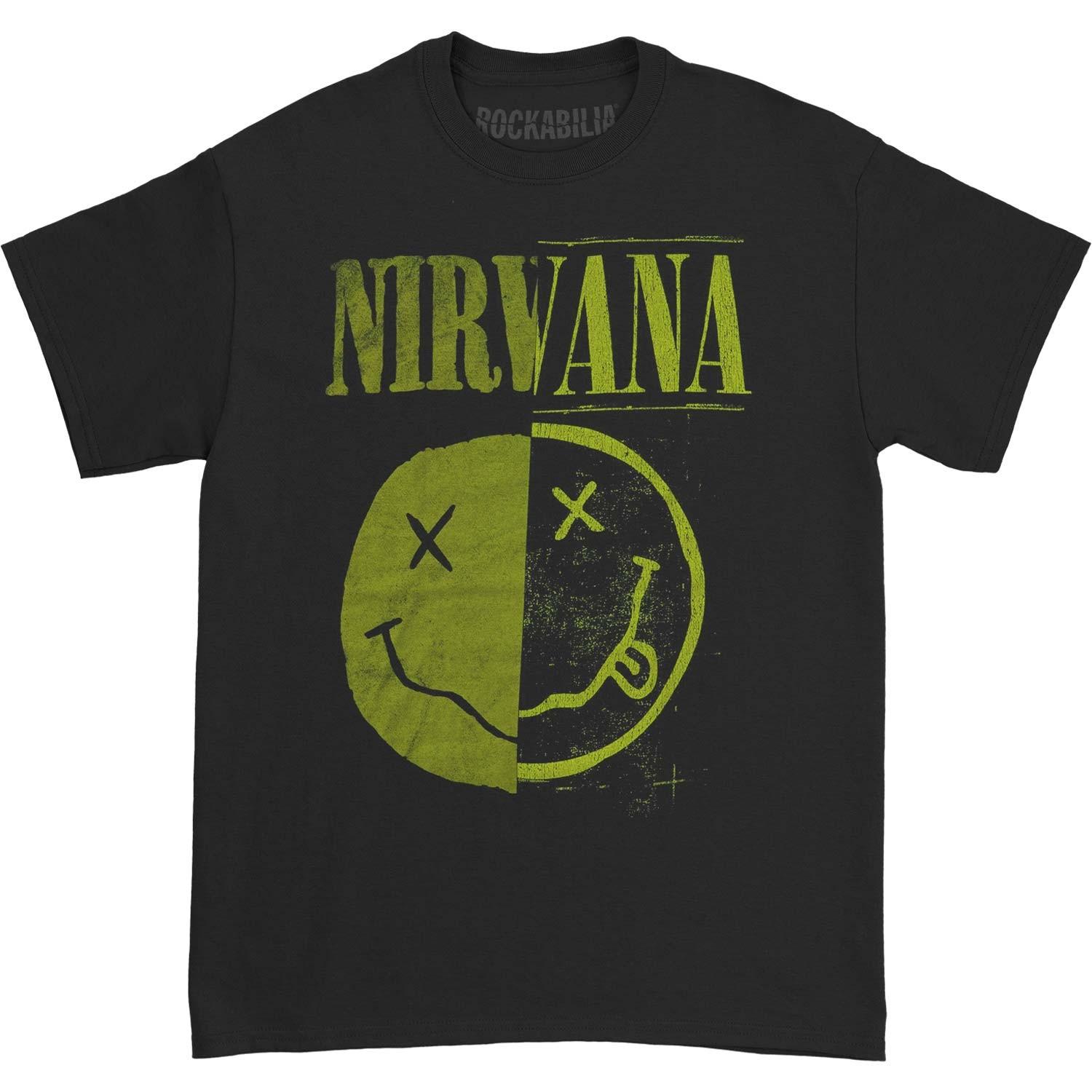 Men s Nirvana Split Smile Slim Fit T-shirt Small Black 4XL