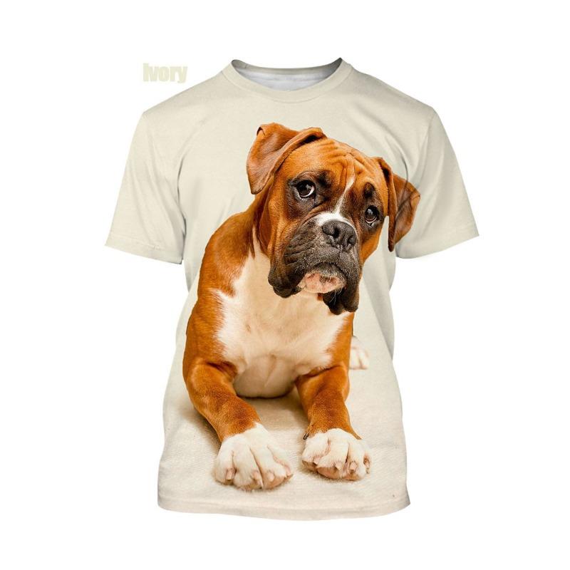 Man Casual Short Sleeved T-shirt Boxer Dog 3D Printed Casual Short Sleeved T-shirt