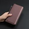 New Zipper Buckle Long Wallet Solid Color PU Leather Money Clip Minimalist Carbon Fiber Multi-Slot Card Holder Men