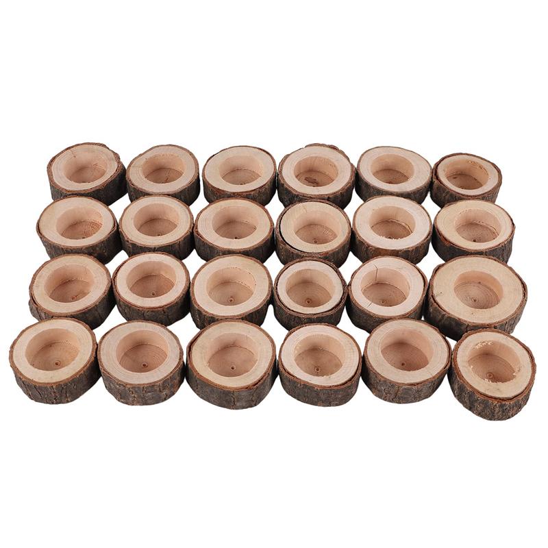 Good-24Pcs Wooden Candle Holder,Votive Tealight Holder For Wedding Party For Table,Birthday Christmas Party Home Decor