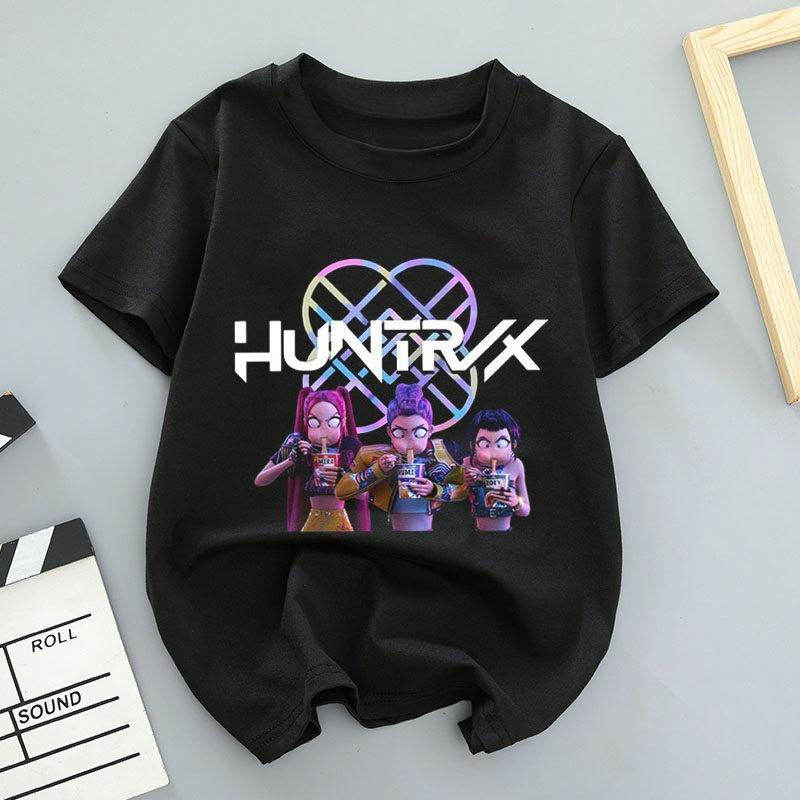 K-POP Saja Boys Print Short-Sleeved Spring Family Clothing for Boys and Girls Cute Cotton T-shirt for Boys and Girls