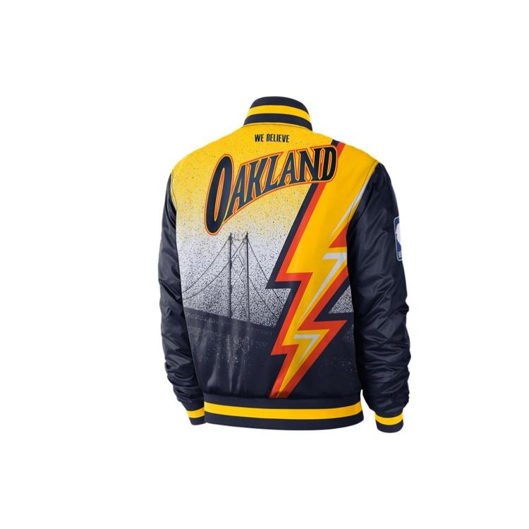 Nike NBA MENS Ce Courtside Golden State Warriors Fleeced Baseball Jacket Blue Dark blue Men s CN1439-419 M