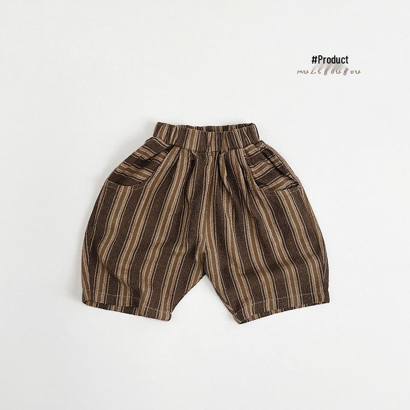 Dětské letní šortky z bavlny a lnu v japonském stylu – Prodyšné, ležérní kalhoty pro chlapce a dívky