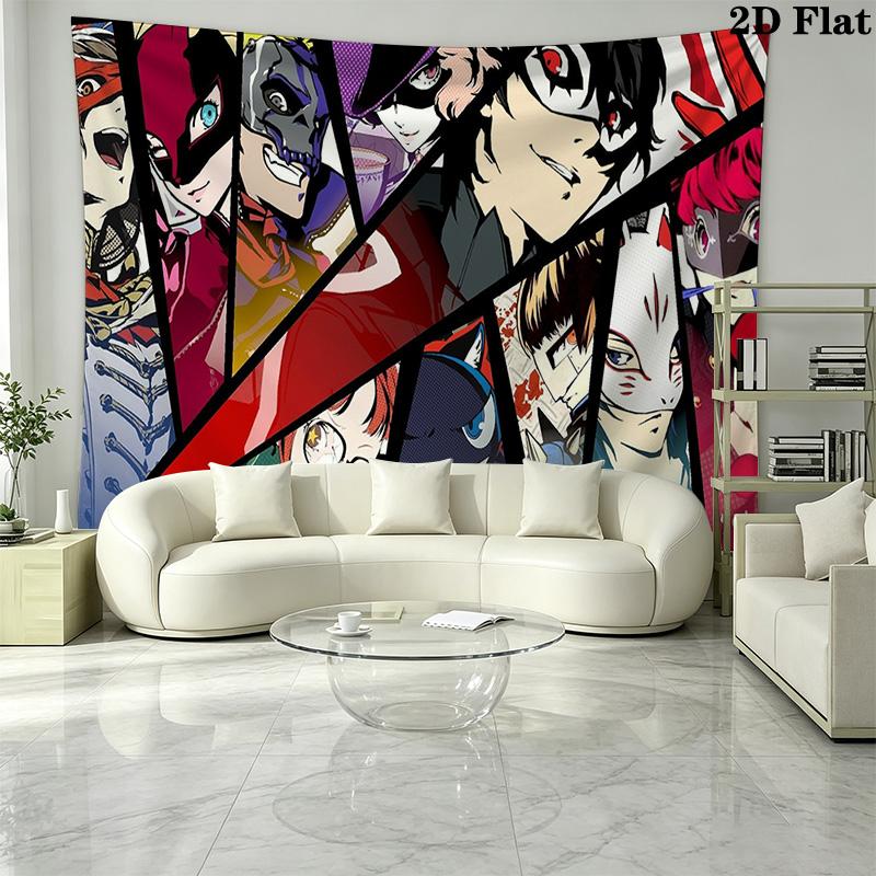 Persona 5 Wall Tapestry Aesthetic Wall Hanging Printed Fabric Blanket Decorative Tapestries for Bedroom Living Room Home Decor