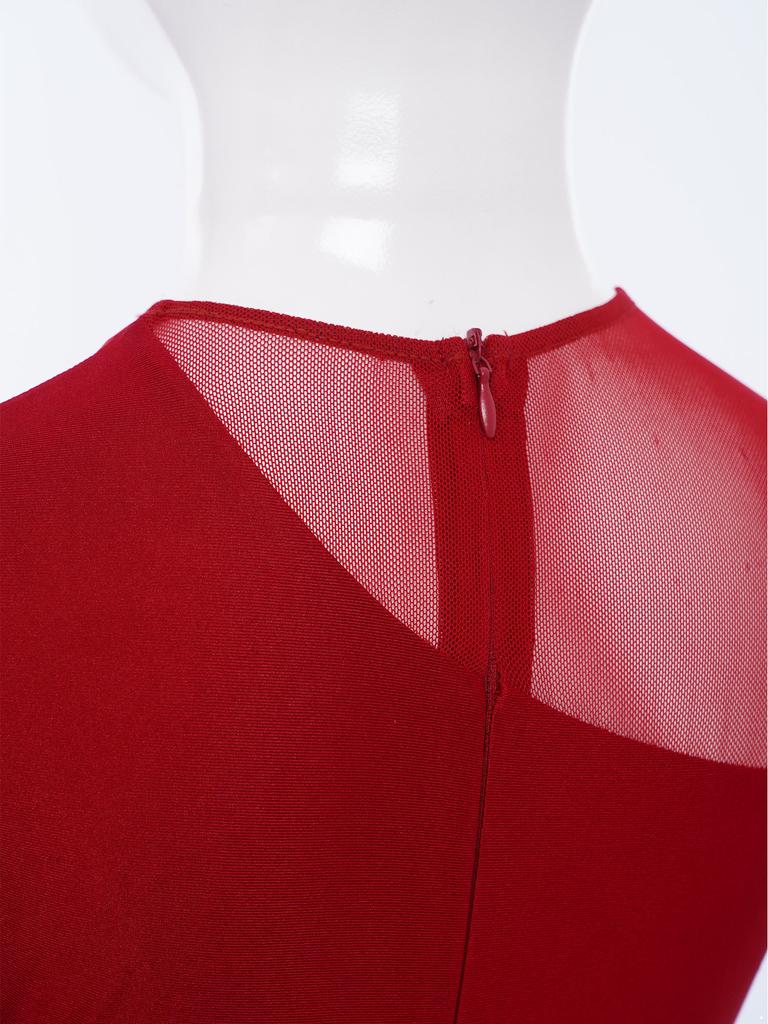 Abito da danza lirica moderno per ragazze girocollo rete trasparente con fianchi cut-out