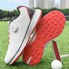 Men's Waterproof Breathable Golf Shoes with Fixed Spikes and Buttons