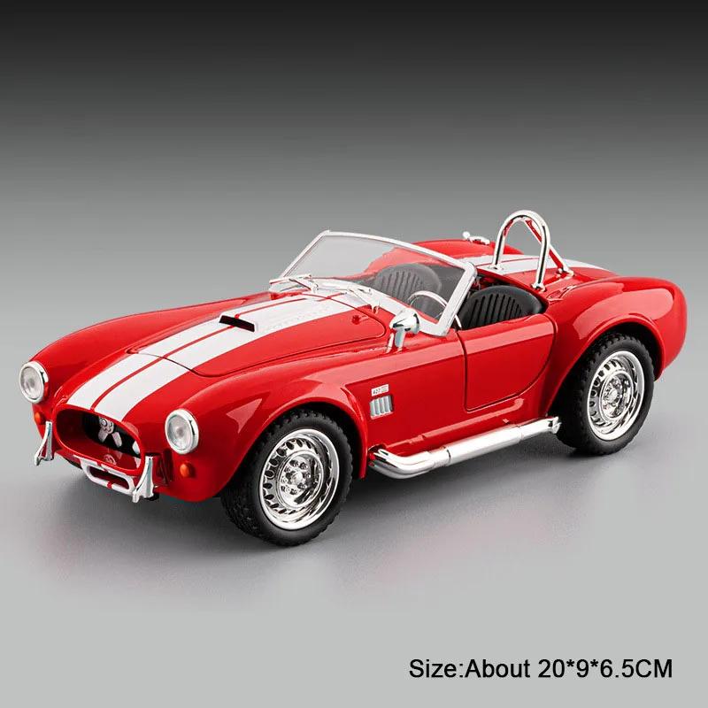 1:22 Shelby Cobra 427 Z4 Toys Sports Cars Models Pull Back Light Music Miniature Car Doors Opened Vehicle for Kid Festival Gifts