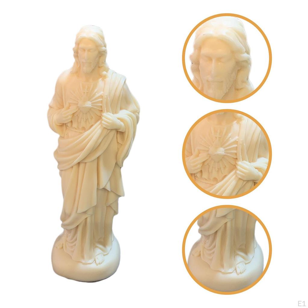 Jesus Statue Desktop Ornament Xmas Decor Religious Gift Figure for Living Room Mantel Festival
