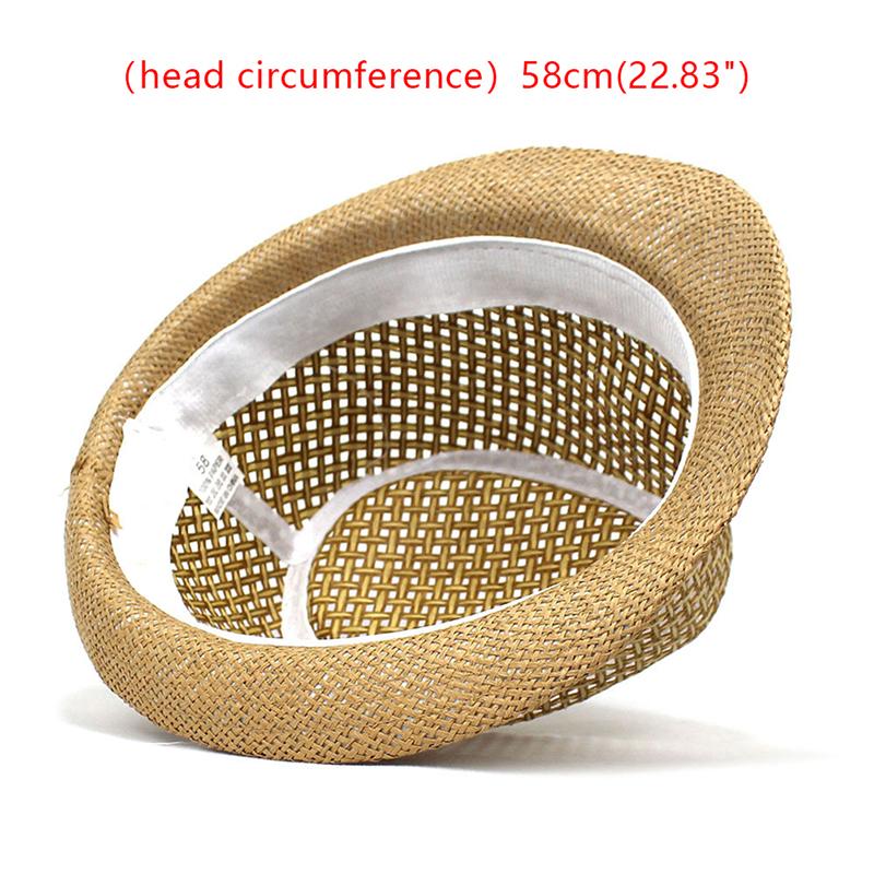 Britische Männer Strandsonnenhüte Sommer Cowboy Fedora Retro Jazzhut Atmungsaktive Strohhüte Outdoor Panama Mann Gentleman Urlaubs-Sonnenhut