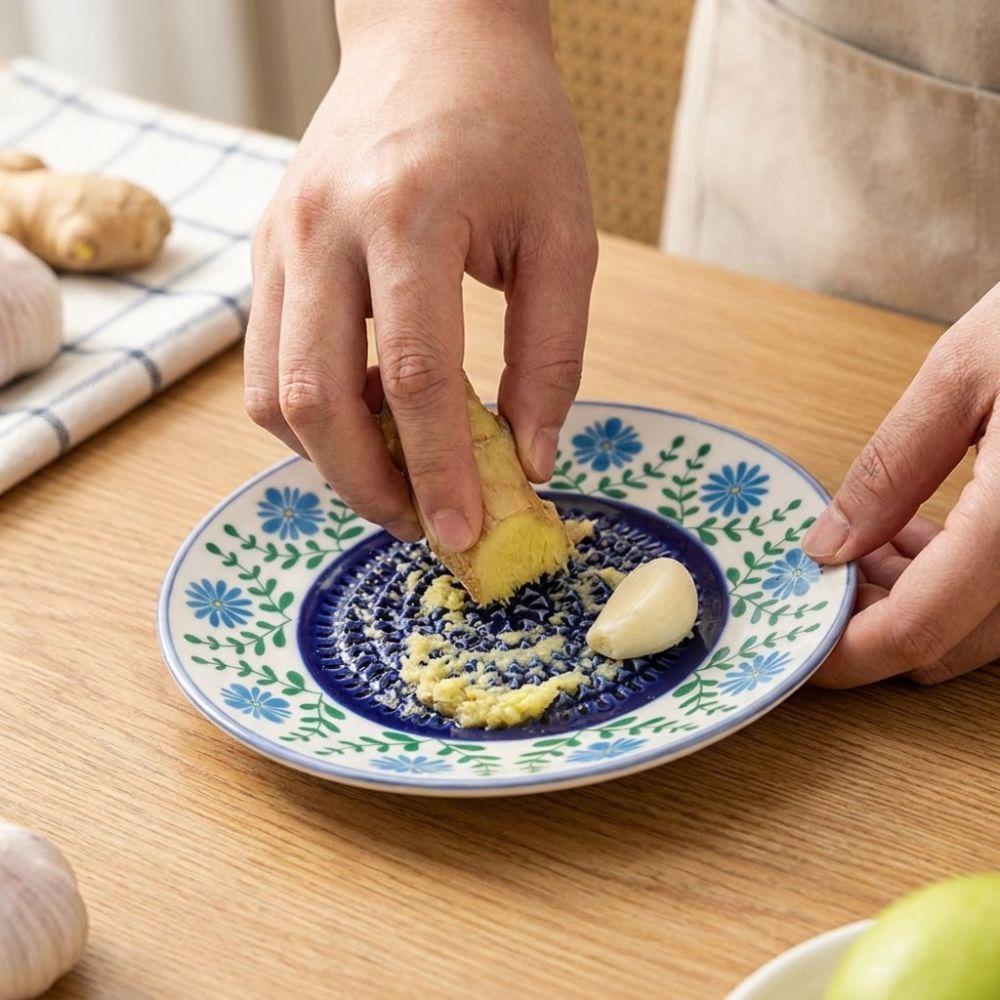 Textured Raised Ceramic Garlic Grater Manual Fruit Vegetable Puree Grinder Fruit Puree