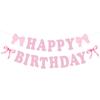 Bow Theme Happy Birthday Banner Paper Backdrop Decor New Hanging Garland  Party Supplies
