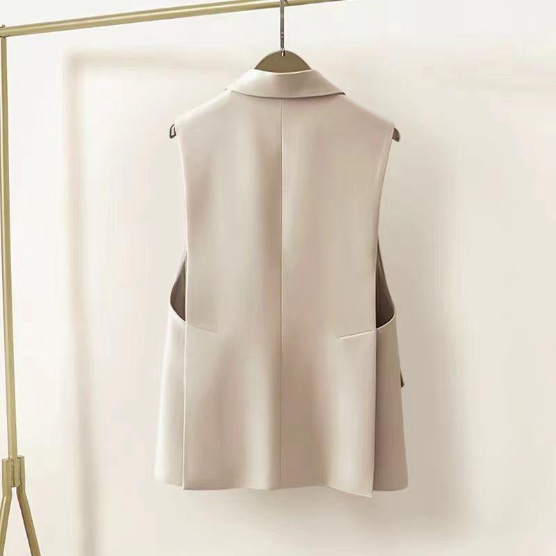 Moda Damska Czarna Kamizelka Wiosna Jesień Bez Rękawów Kamizelka Slim Fit Casual Odzież Wierzchnia Top w Stylu Koreańskim