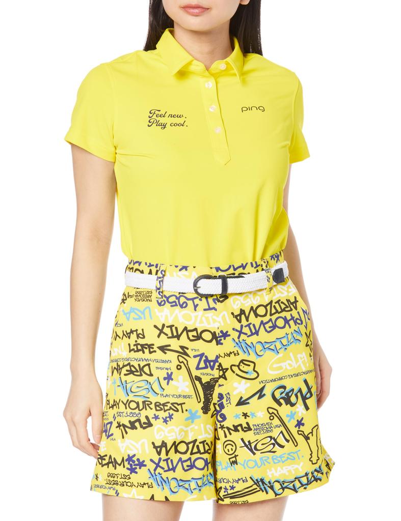 Short Sleeve Polo Shirt Quick UV Golf S [Pin Apparel] Women's (Moisture Wicking, Drying, Protection) / / 622-4160204 060_Yellow