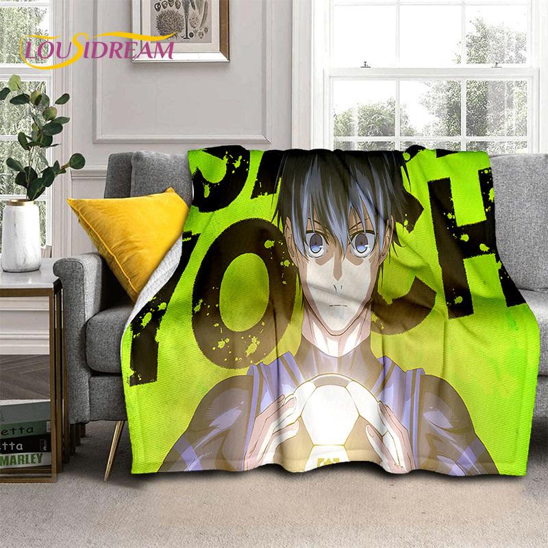 3D Blue Lock Cartoon Football Anime Blanket,Soft Throw Blanket for Home Bedroom Bed Sofa Picnic Travel Office Cover Blanket Kids