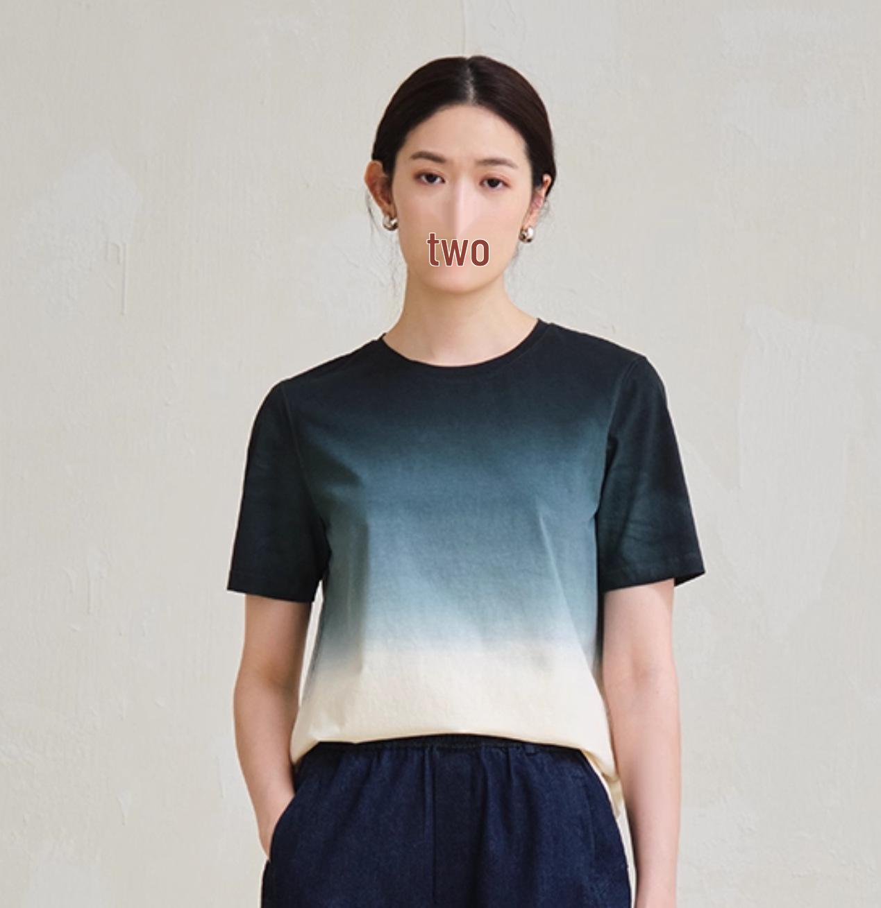 2025 Summer Women s Tie-Dye Gradient Casual Cotton T-Shirt M