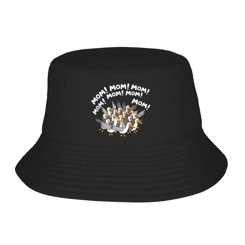 Cappello a secchiello Harajuku da ragazza Gabbiano Mamma Mamma Mamma Uccello Divertente Merch Cappello a secchiello Per Spiaggia Copricapo Leggero