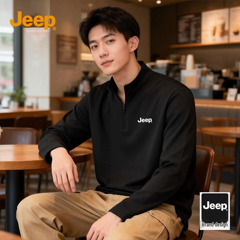 JEEP Men s Half-Zip Quick-Dry Long Sleeve T-shirt 4XL