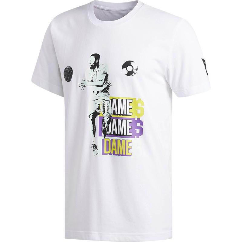 

Adidas Sports Fashion Simple Round Neck Short Sleeve T-Shirt Men Tops White DU6353 L