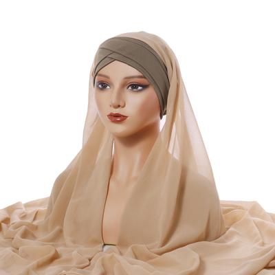 Kopftuchhut + Chiffonschal Zweiteiliges Set Praktisch für alle Jahreszeiten Einfacher Chiffonschal Damen Stirnkreuzhut