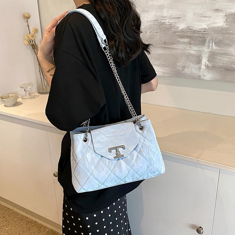 

Жіноча сумка великої місткості через плече 2024 р. Нова модна елітна вишукана сумка на ланцюжку модна сумка через плече синій