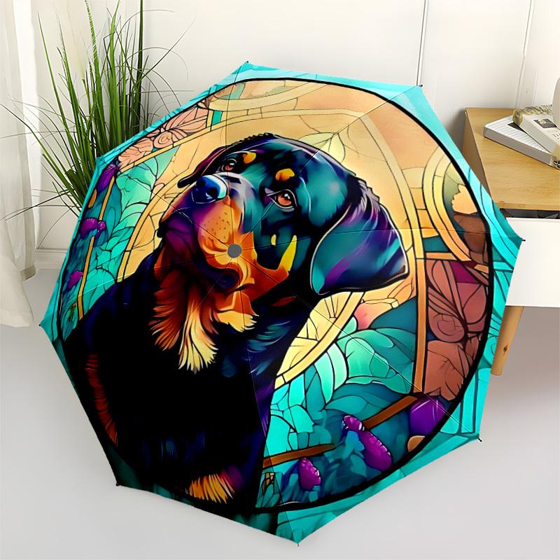 

1pc Stained Glass Dog Automatic Opening/Closing Umbrella with Operation & Windproof Canopy yy260311048