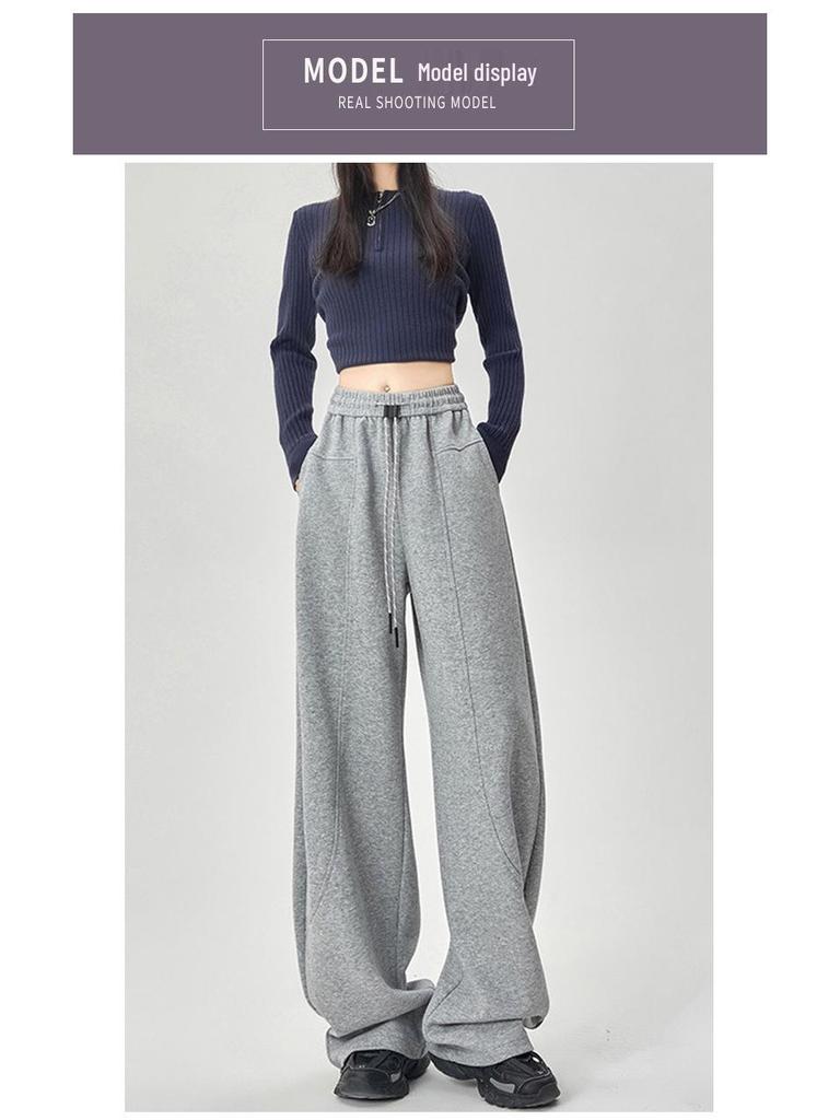 2026 American-Style Wide Leg Drawstring Sports Pants: Casual, Loose-Fit, Lazy Style