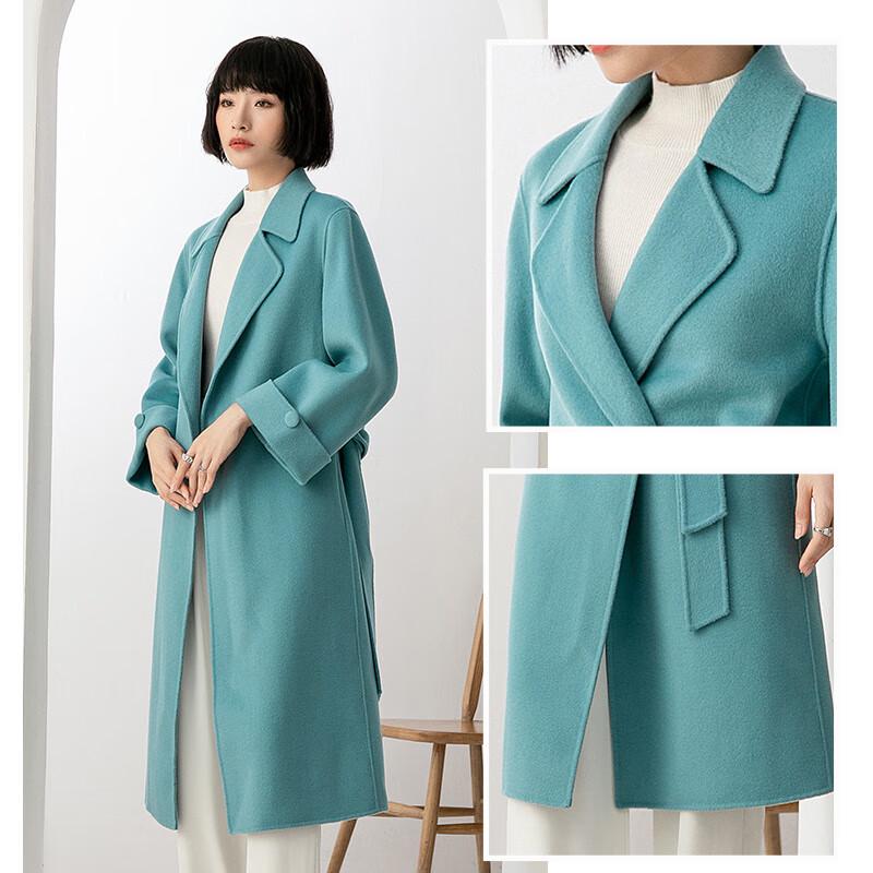 Yiliteng Women's Double-Faced Pure Wool Belted Mid-Length Coat YTMDG9069