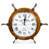 Handcrafted Nautical Ship Wheel Roman Dial Time's Wall Clock with Polished Solid Brass Handles | Ship's Steering Wheel Decor Clock | Maritime Gifts