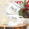 Happy New Year Print Mugs Enamel Coffee Cups Handle Hot Cocoa Chocolate Cup Children Breakfast Milk Mug Holiday Gift for Family