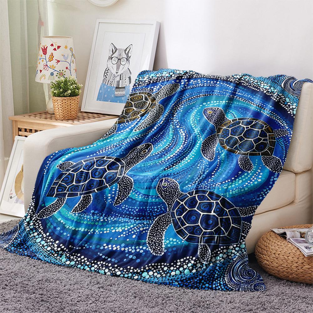 Tortoise Print Flannel Blanket, High quality Comfortable for All Seasons, Home Decor, Warmth and Comfort, Perfect for Christmas Gifts